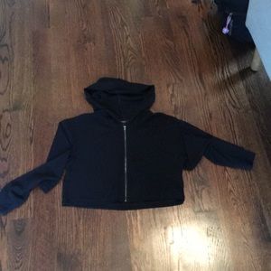 Forever 21 black zip up crop hoodie